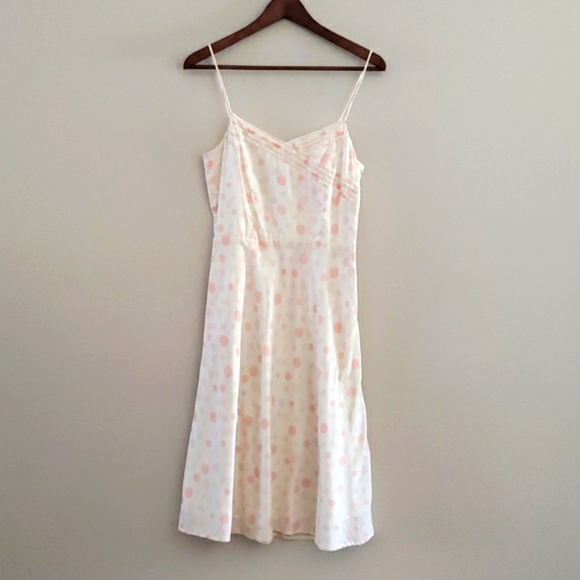AMERICAN EAGLE Ivory Pastel Polka Dot Spaghetti Strap Dress Wrap Front S… - Picture 1 of 3